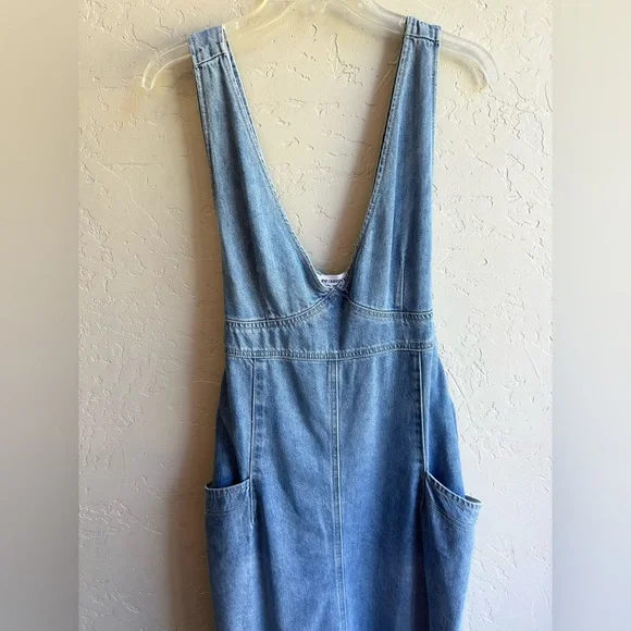 EE some denim maxi distressed overall dress LG boho casual retro pockets street - Picture 4 of 9